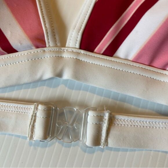 Helly Hansen Swim bathing suit bikini triangle bra top padded striped pink -S - Picture 3 of 7